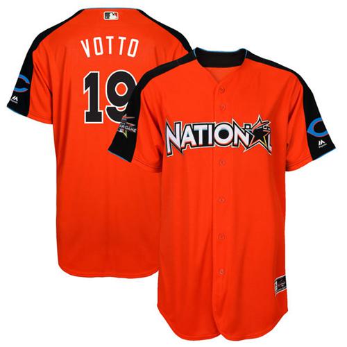 Reds #19 Joey Votto Orange All-Star National League Stitched MLB Jersey